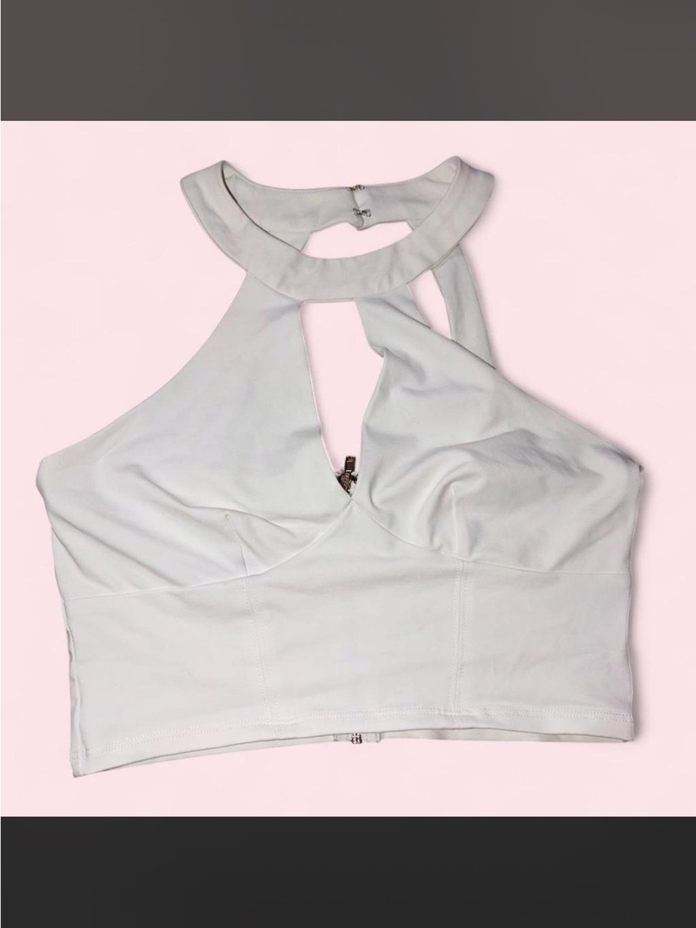 Bebe white cropped halter top
